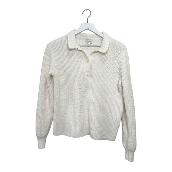 J.Crew Collared Knit Sweater Polo Ivory White Size Small - Picture 3 of 7